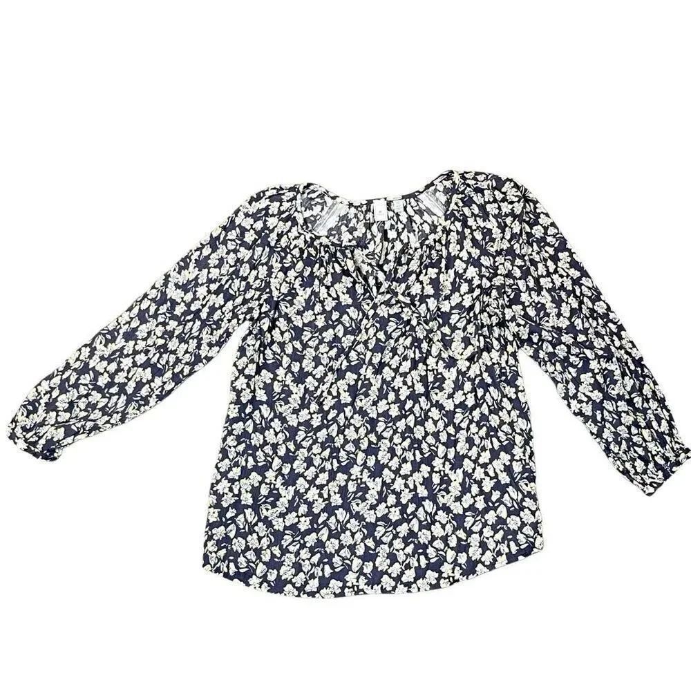 Susina Women’s Long Sleeve Floral Boatneck Blouse XS
